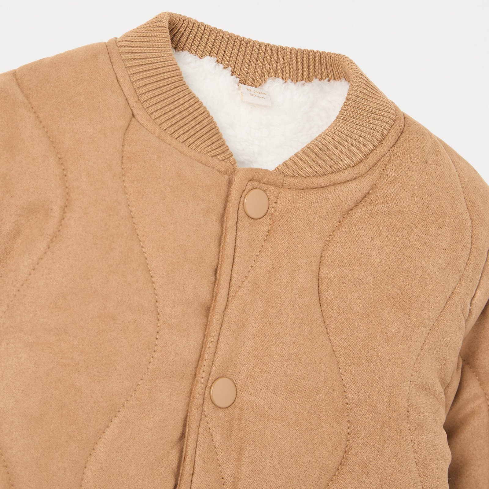 Quilted Jacket with Snap Button Closure and Long Sleeves - Image 3