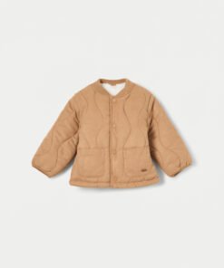 Quilted Jacket with Snap Button Closure and Long Sleeves