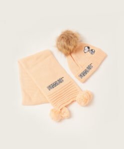 Snoopy Print Cap and Scarf Set