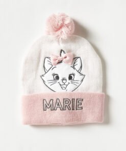 Marie Embroidered Beanie with Pom Pom Accent