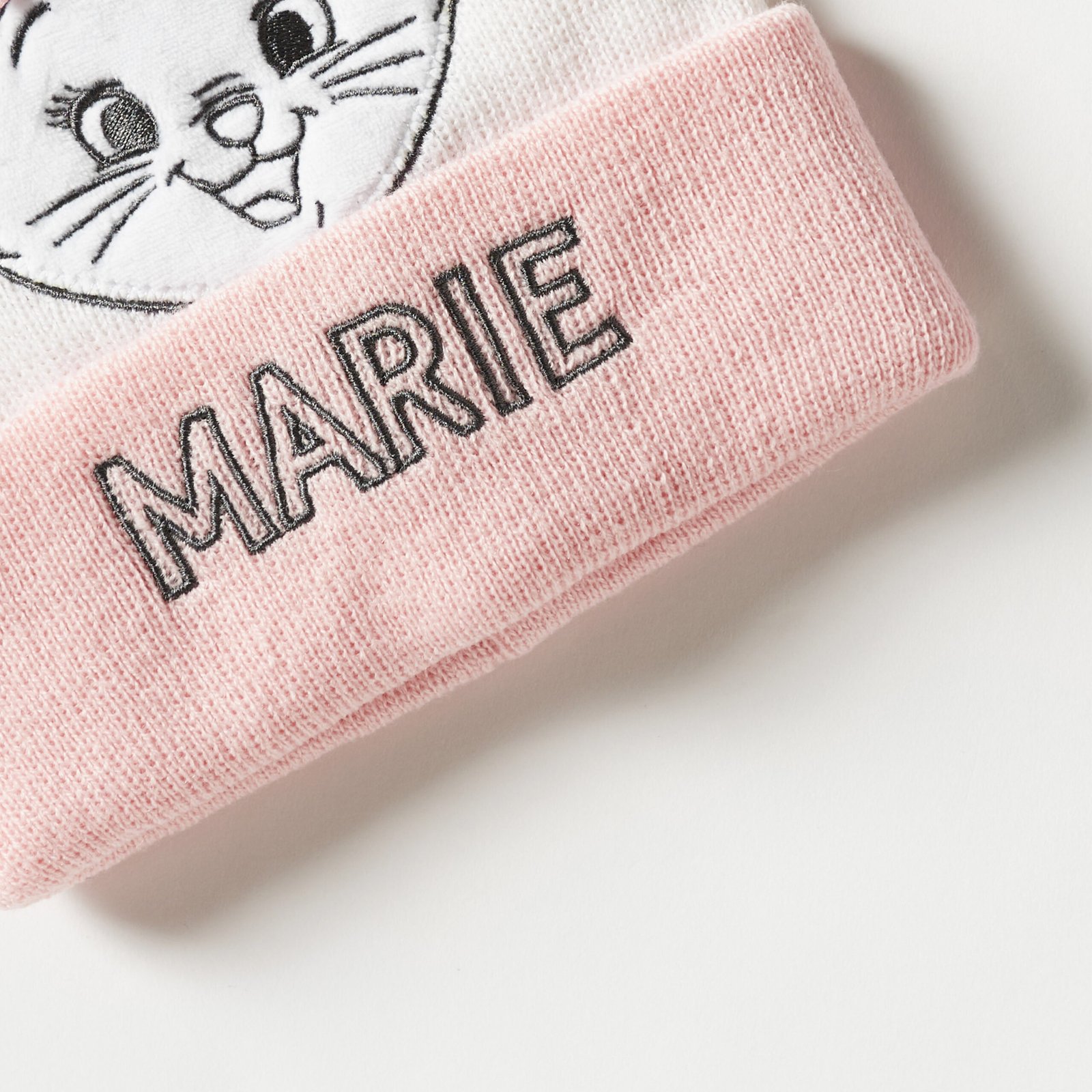 Marie Embroidered Beanie with Pom Pom Accent - Image 3