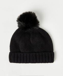 Alternative view of Textured Beanie with Pom-Pom Accent