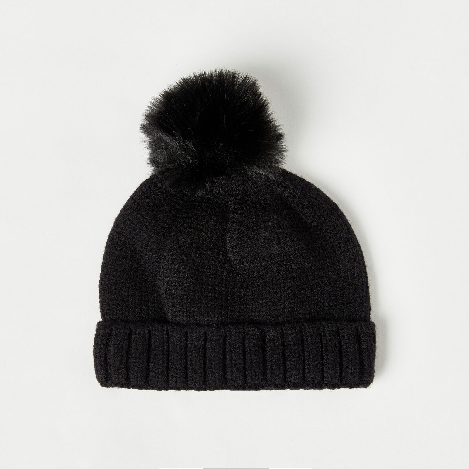 Textured Beanie with Pom-Pom Accent - Image 2