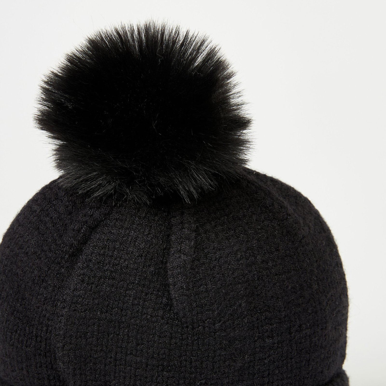 Textured Beanie with Pom-Pom Accent - Image 4