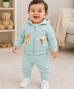 2-Piece Fox Print Hooded Joggers Set