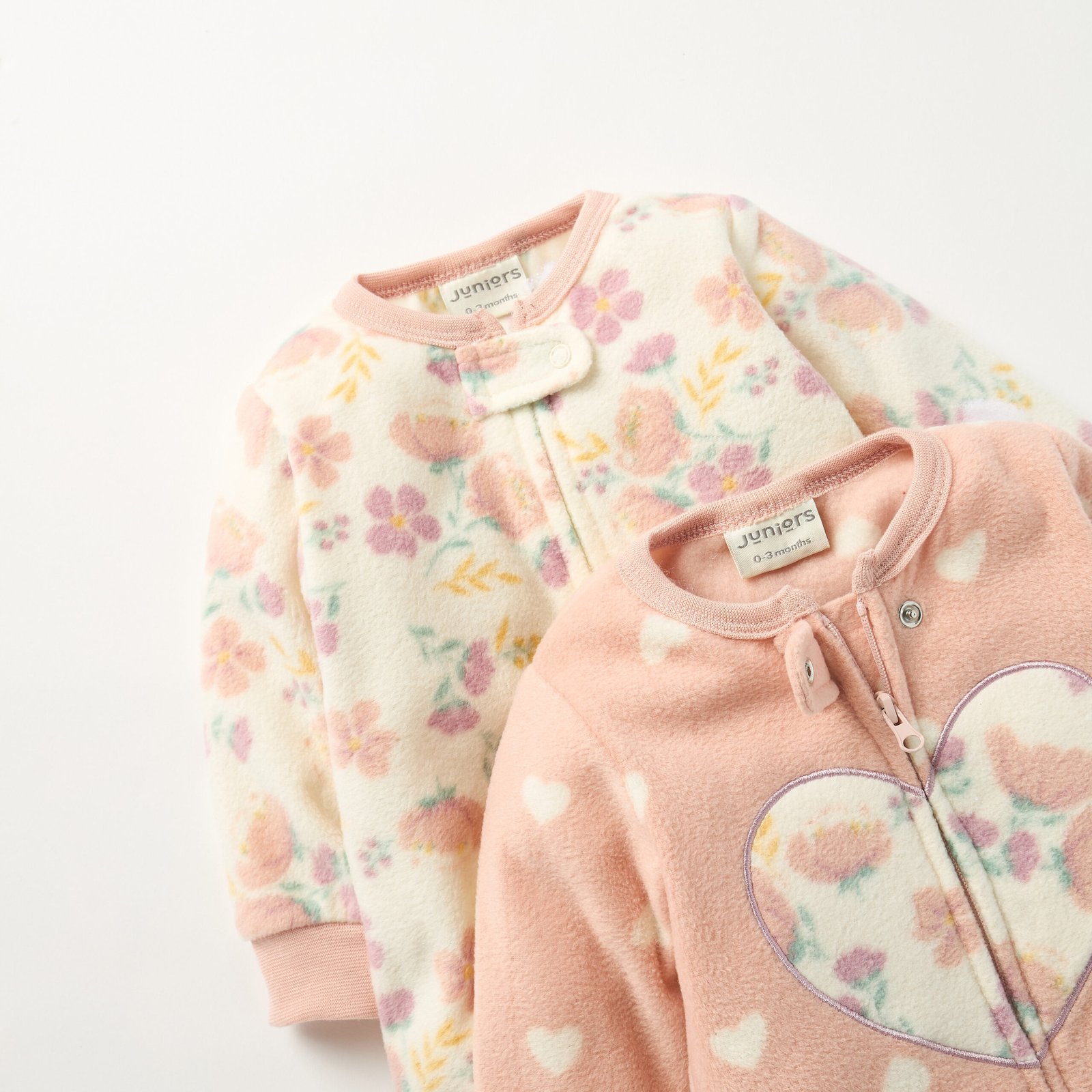 Printed Fleece Closed Feet Sleepsuit with Zip Closure - Set of 2 - Image 4