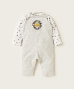 Printed T-shirt and Logo Embroidered Dungarees