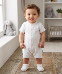 Short Sleeves Romper with Button Detail