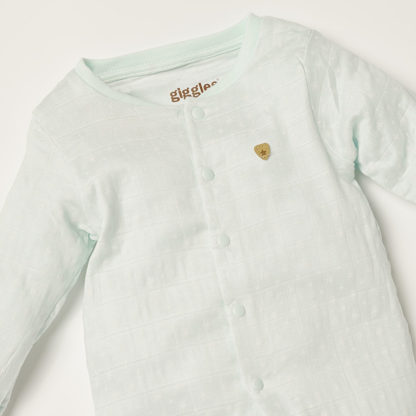 Textured Closed Feet Sleepsuit with Long Sleeves - Image 3