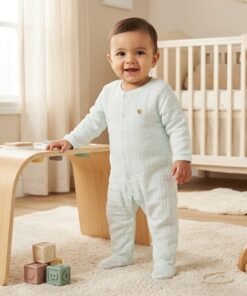 Textured Closed Feet Sleepsuit with Long Sleeves