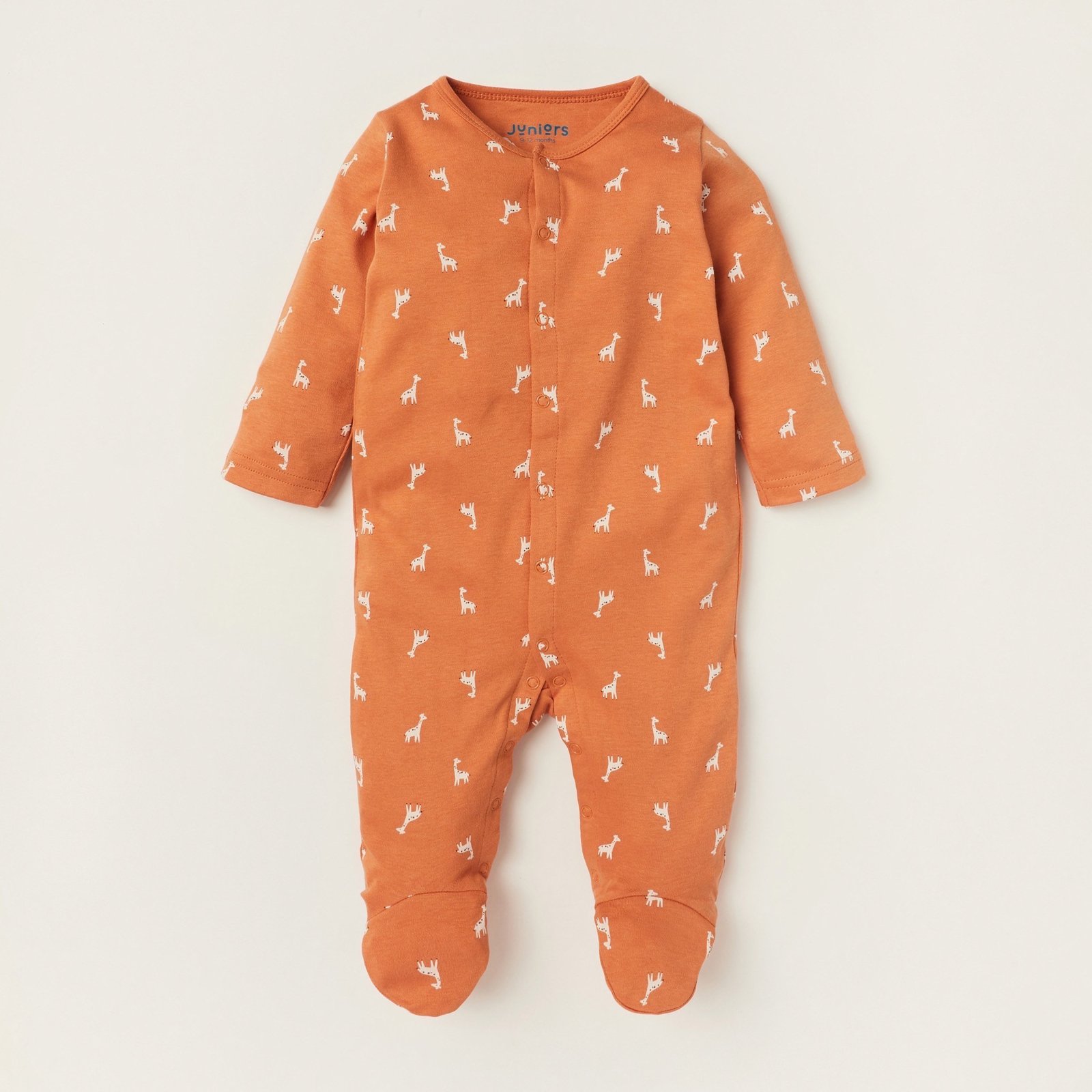 All-Over Printed Closed Feet Sleepsuit with Long Sleeves