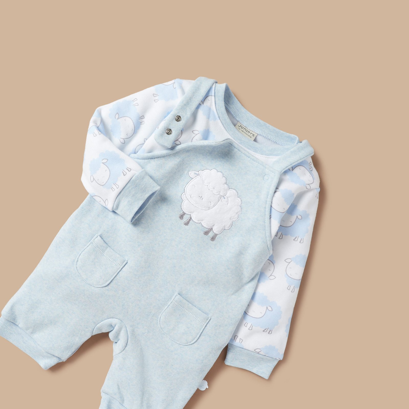 Sheep Embroidered Fleece Dungaree and T-shirt Set - Image 4