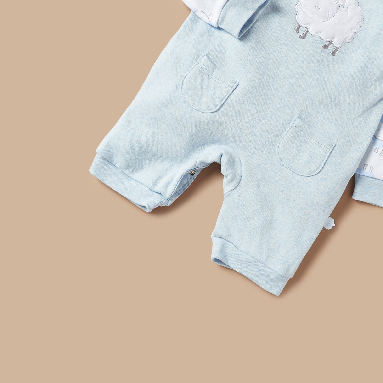 Sheep Embroidered Fleece Dungaree and T-shirt Set - Image 5