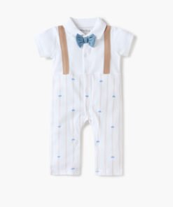 Car Print Sleepsuit with Collar and Short Sleeves