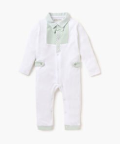 Printed Sleepsuit with Collared Neckline and Button Closure