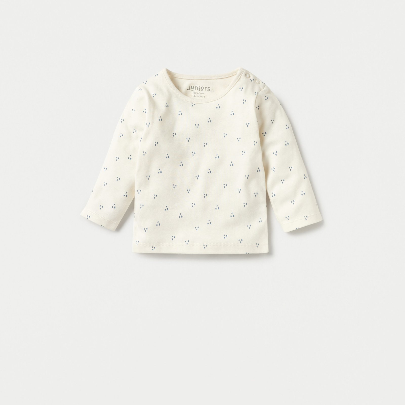 Dots Print Crewneck T-shirt with Long Sleeves and Pyjama Set - Image 2