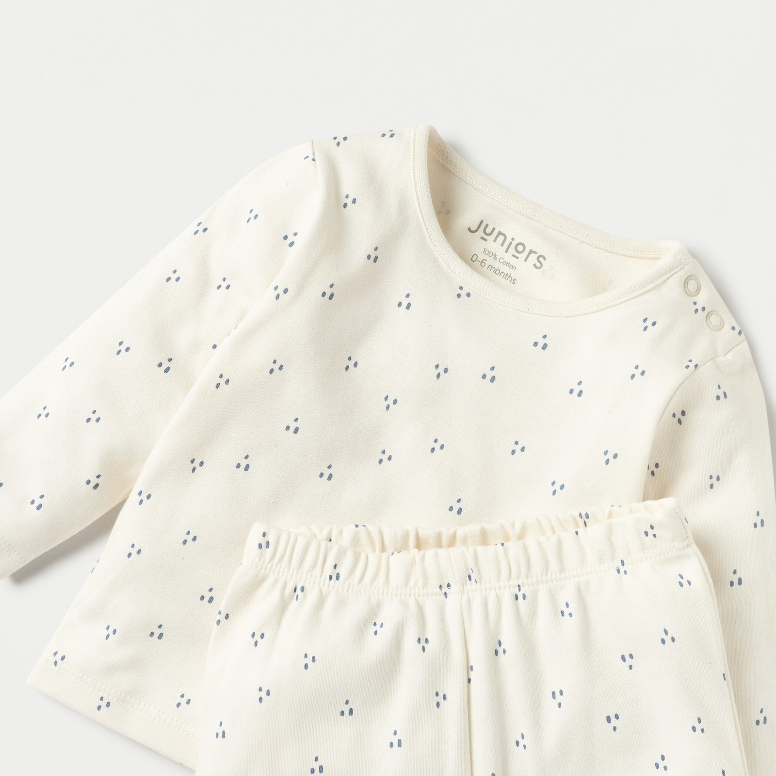 Dots Print Crewneck T-shirt with Long Sleeves and Pyjama Set - Image 4