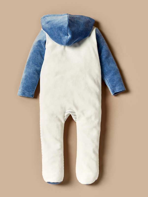 Embroidered Winter Sleepsuit with Hood and Long Sleeves - Image 4