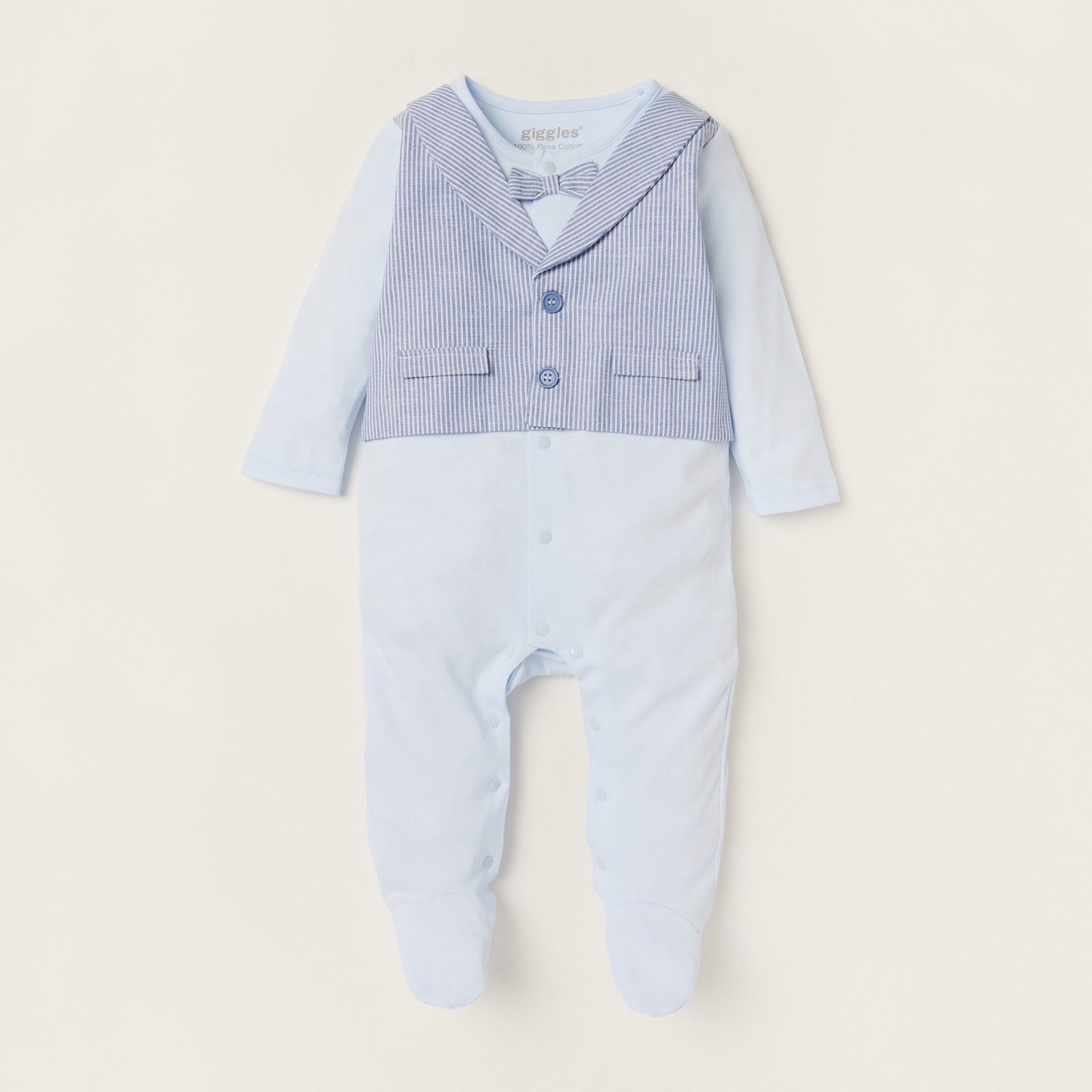Striped Sleepsuit with Long Sleeves