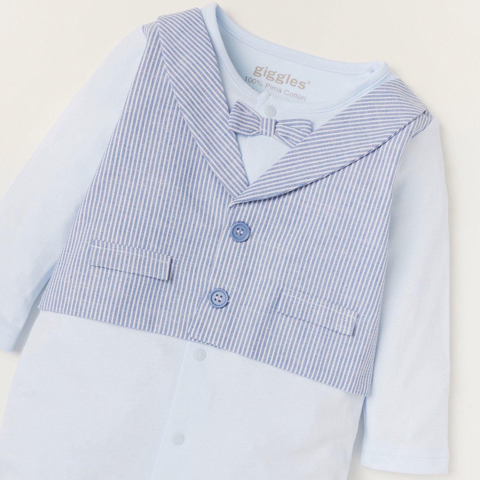 Striped Sleepsuit with Long Sleeves - Image 2