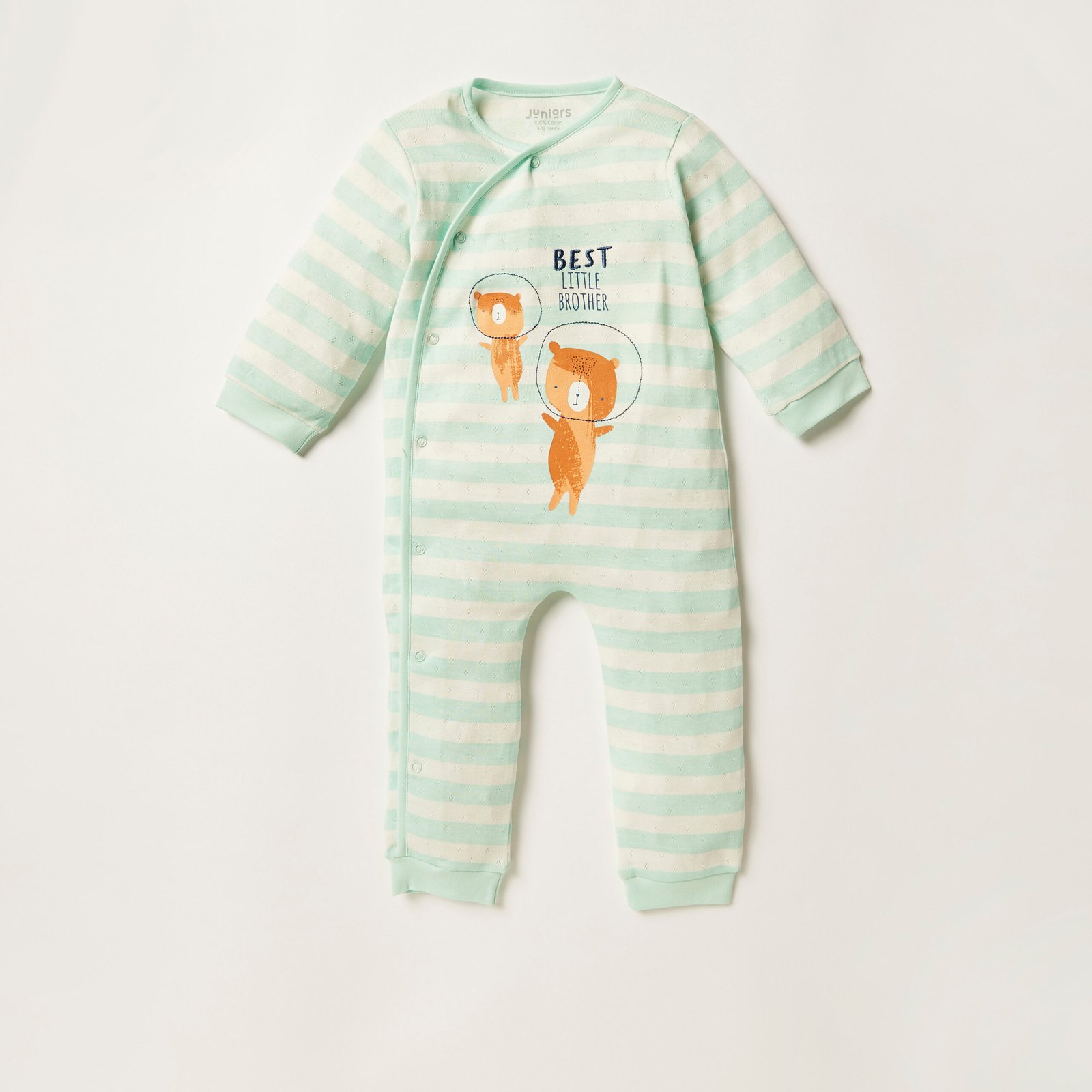 Closed Feet Sleepsuit with Long Sleeves and Embroidered Detail
