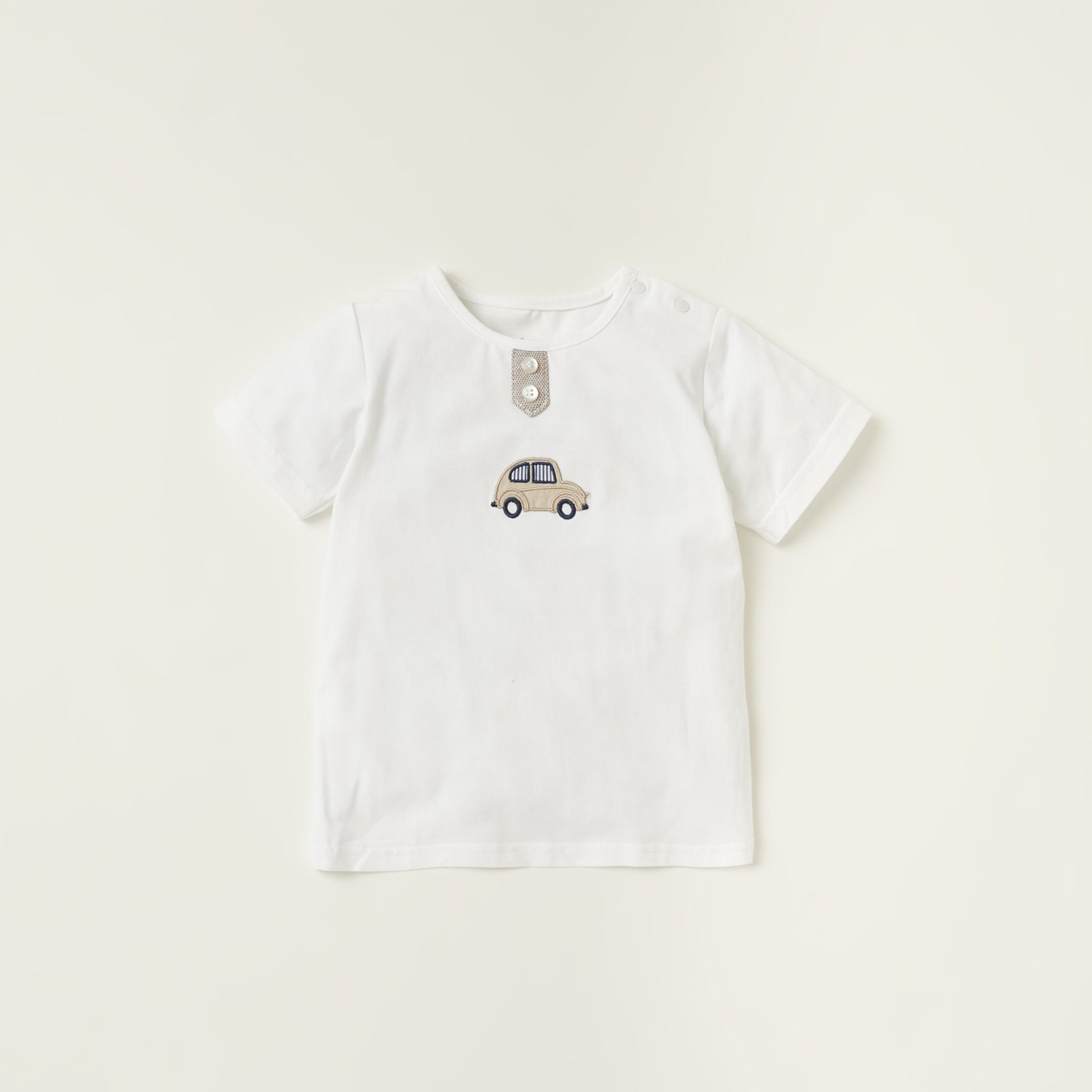 Embroidered T-shirt and Striped Dungaree Set - Image 3