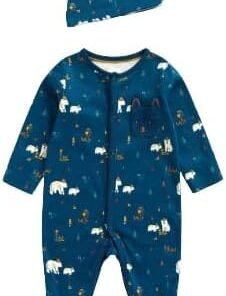 Forest Friends Close Feet Sleepsuit and Cap Set