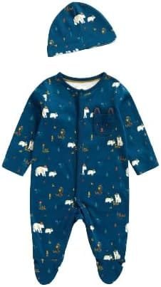 Forest Friends Close Feet Sleepsuit and Cap Set