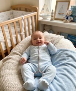 Embroidered Closed Feet Sleepsuit with Long Sleeves