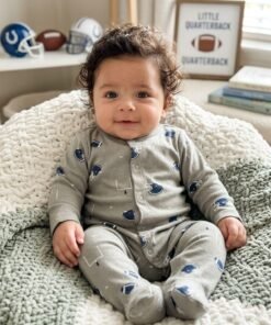 All-Over Printed Closed Feet Sleepsuit with Long Sleeves