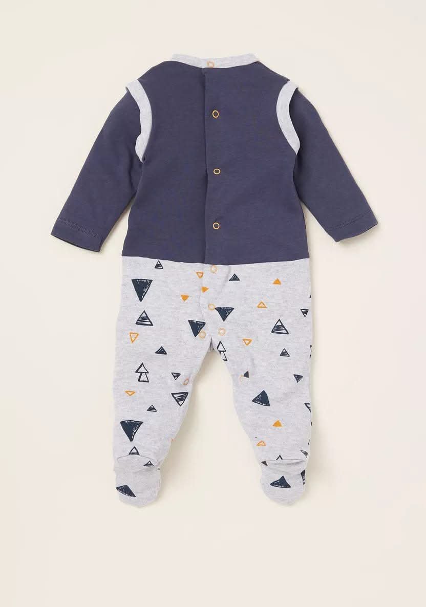 Smile Please Closed Feet Sleepsuit with Button Closure - Image 2