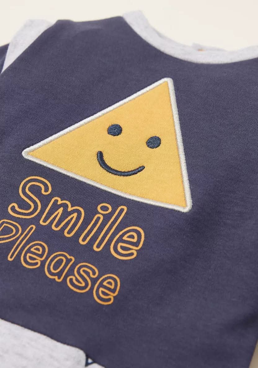 Smile Please Closed Feet Sleepsuit with Button Closure - Image 3