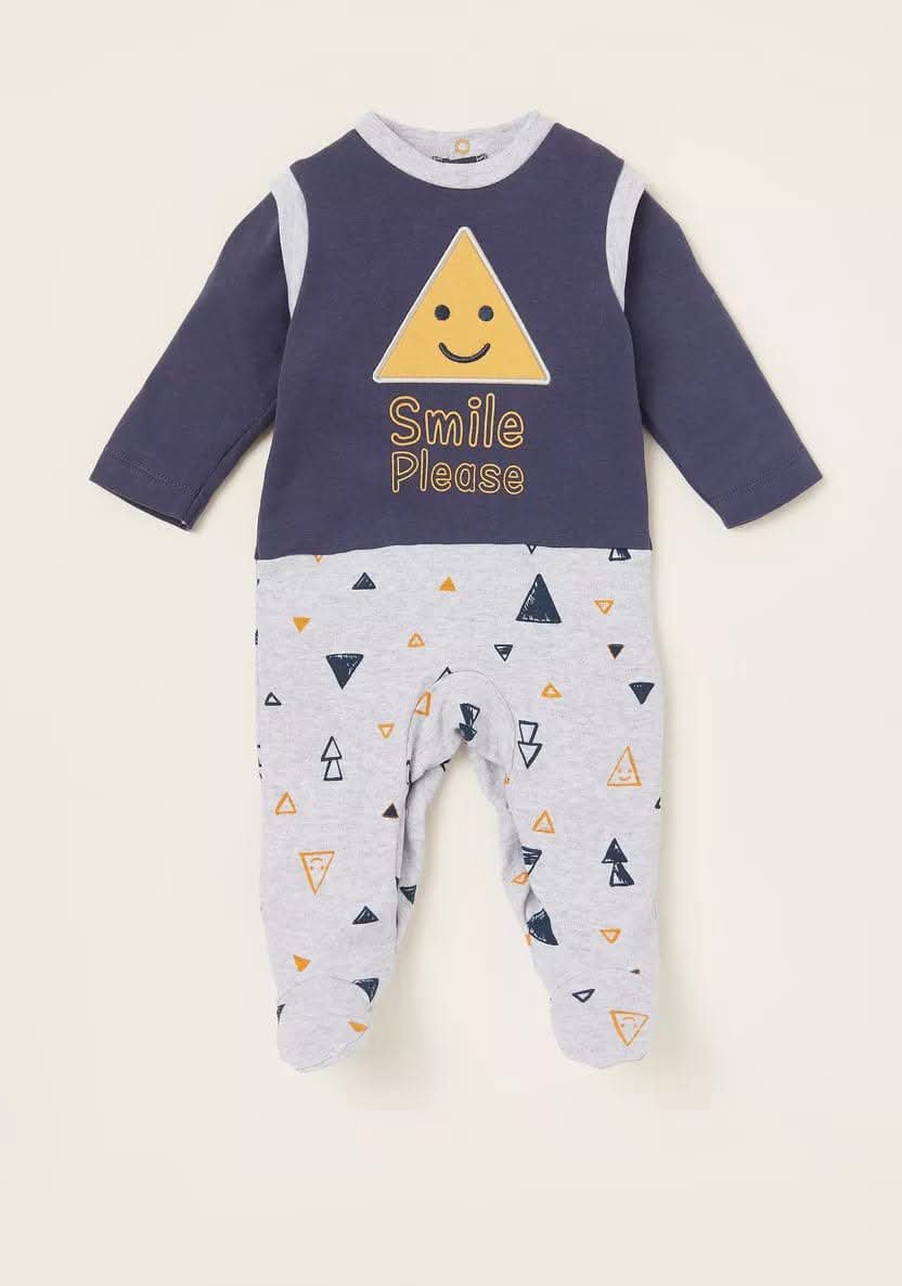 Smile Please Closed Feet Sleepsuit with Button Closure