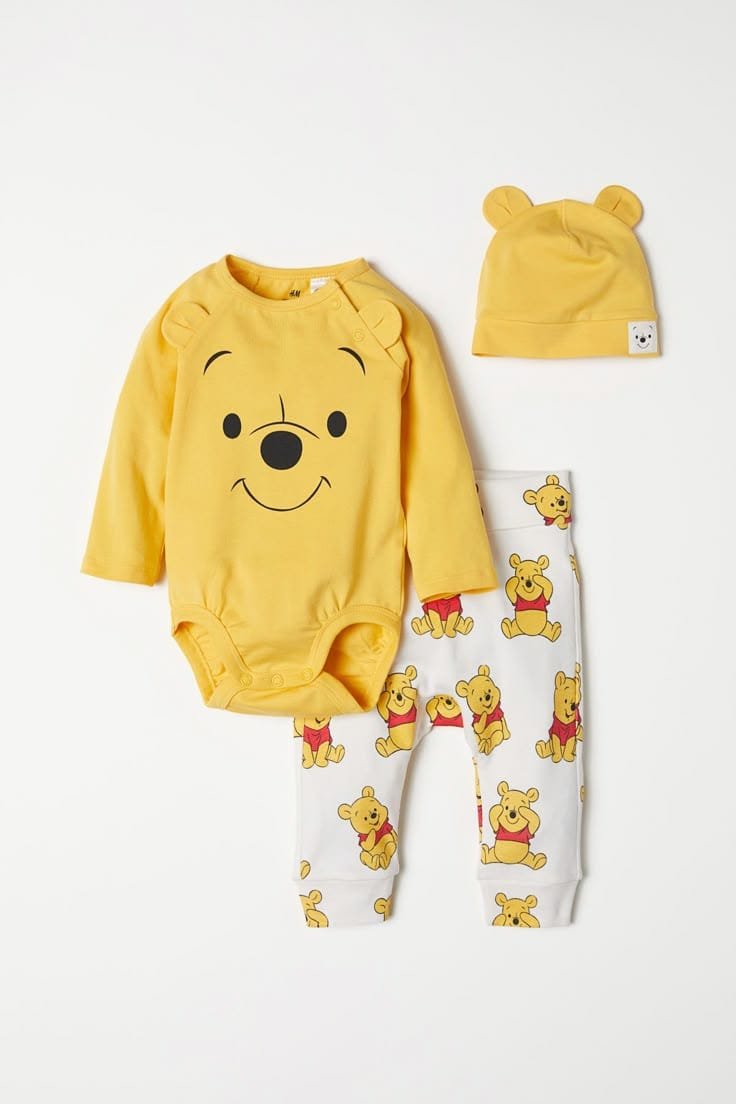 Winnie-the-Pooh Long Sleeves Bodysuit with Cap and Trousers | 3-Piece Set - Image 2