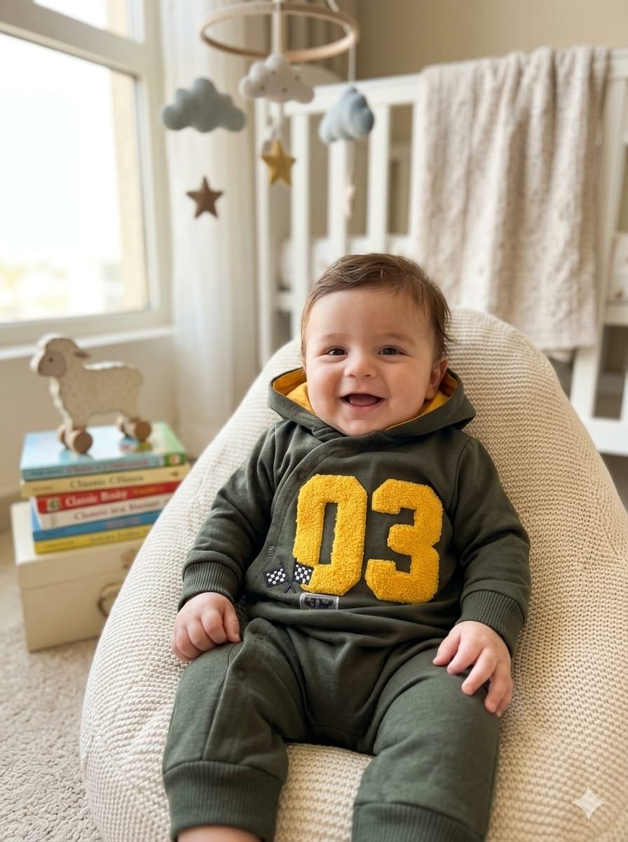Winter Sleepsuit with Hood and Long Sleeves - Image 2
