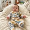 Printed Closed Feet Sleepsuit with Snap Button Closure