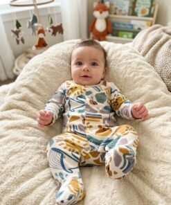 Printed Closed Feet Sleepsuit with Snap Button Closure