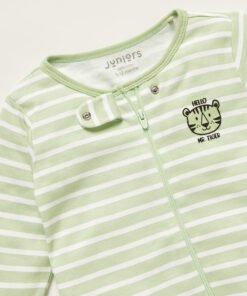 Alternative view of Striped Closed Feet Sleepsuit with Long Sleeves and Zip Closure