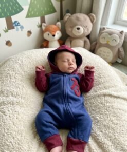 Winter Long Sleeves Sleepsuit with Hood and Zip Closure