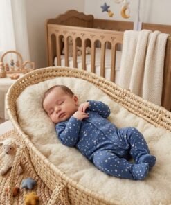 All-Over Stars Printed Closed Feet Sleepsuit with Long Sleeves