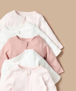 Alternative view of Solid Closed Feet Sleepsuit with Zip Closure - Set of 5