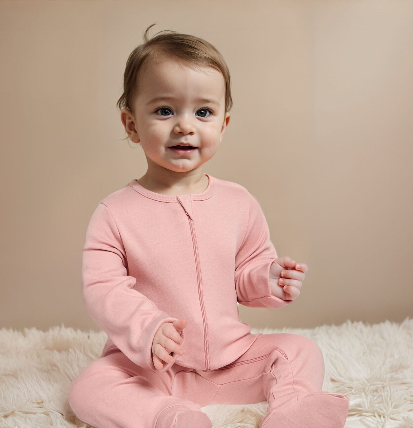 Solid Closed Feet Sleepsuit with Zip Closure - Set of 5 - Image 4