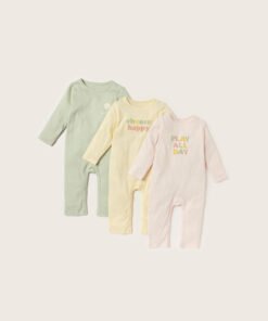 Printed Sleepsuit with Long Sleeves - Set of 3