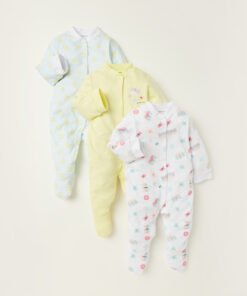 Printed Closed Feet Sleepsuit with Long Sleeves - Set of 3