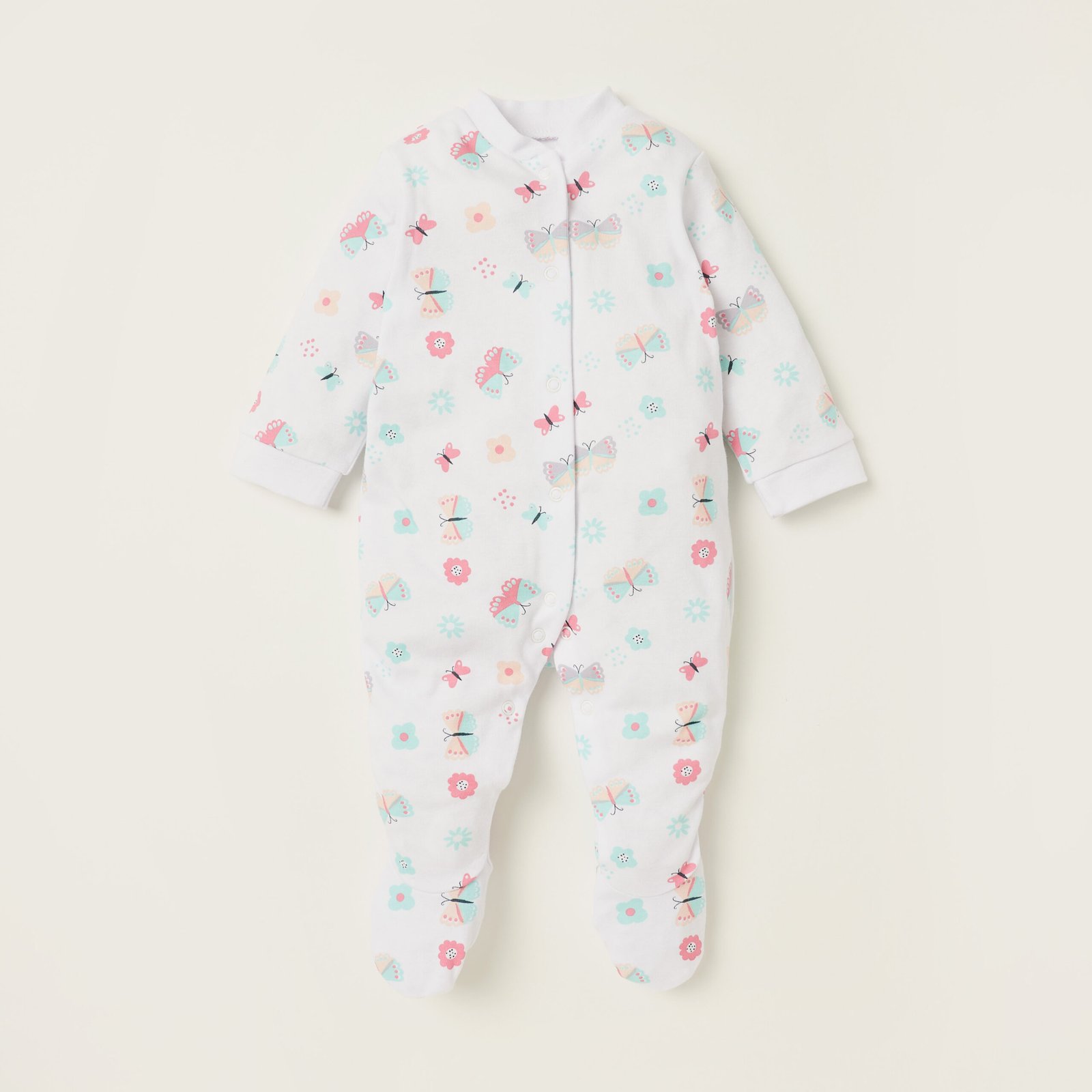 Printed Closed Feet Sleepsuit with Long Sleeves - Set of 3 - Image 3