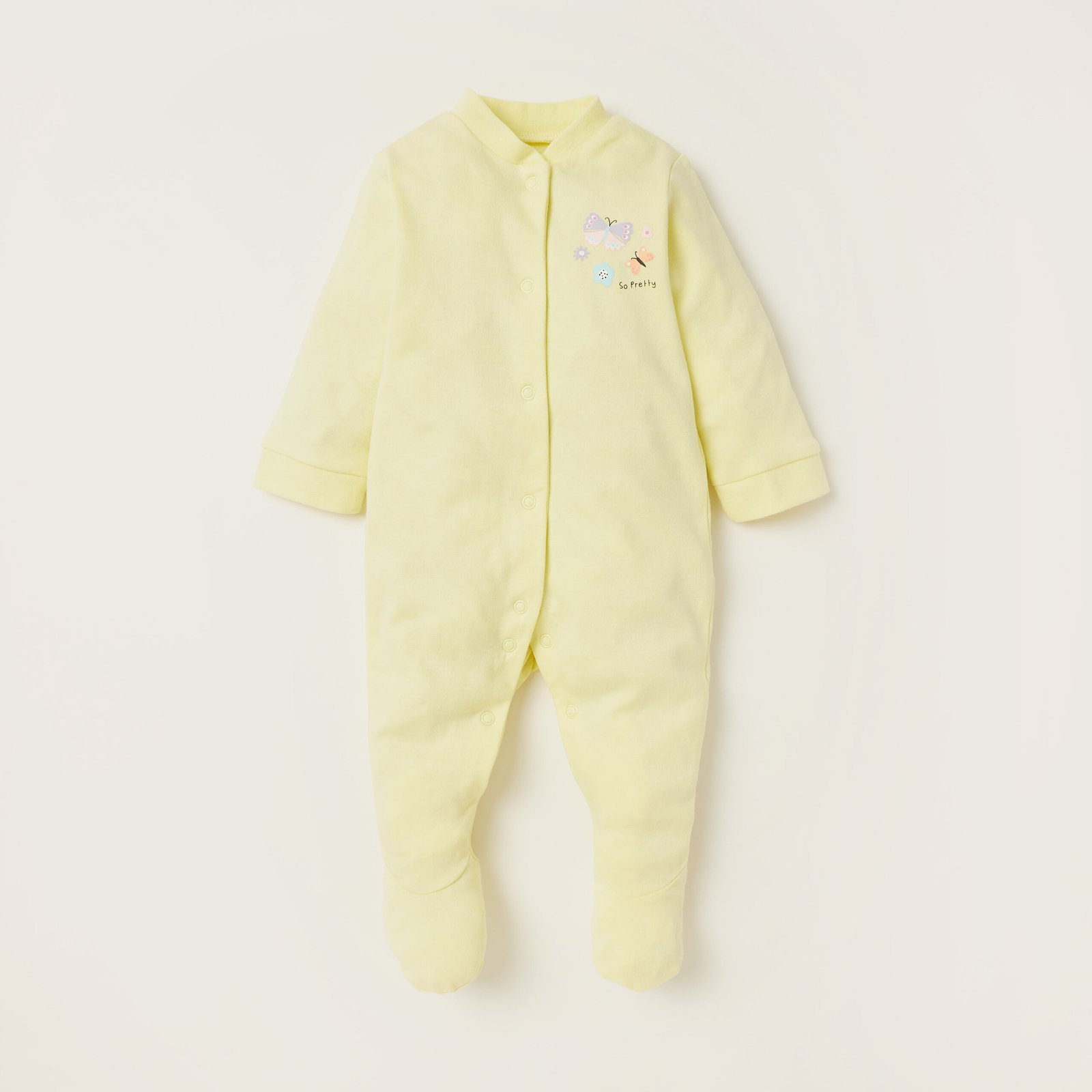 Printed Closed Feet Sleepsuit with Long Sleeves - Set of 3 - Image 4