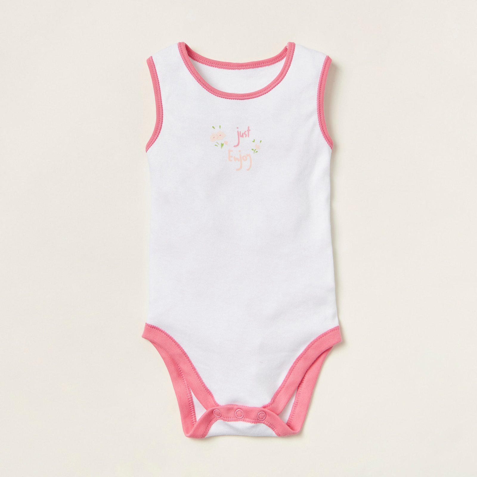 Floral Sleeveless Bodysuit with Round Neck - Pack of 7 - Image 5