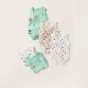 All-Over Printed Bodysuit with Round Neck | Set of 5