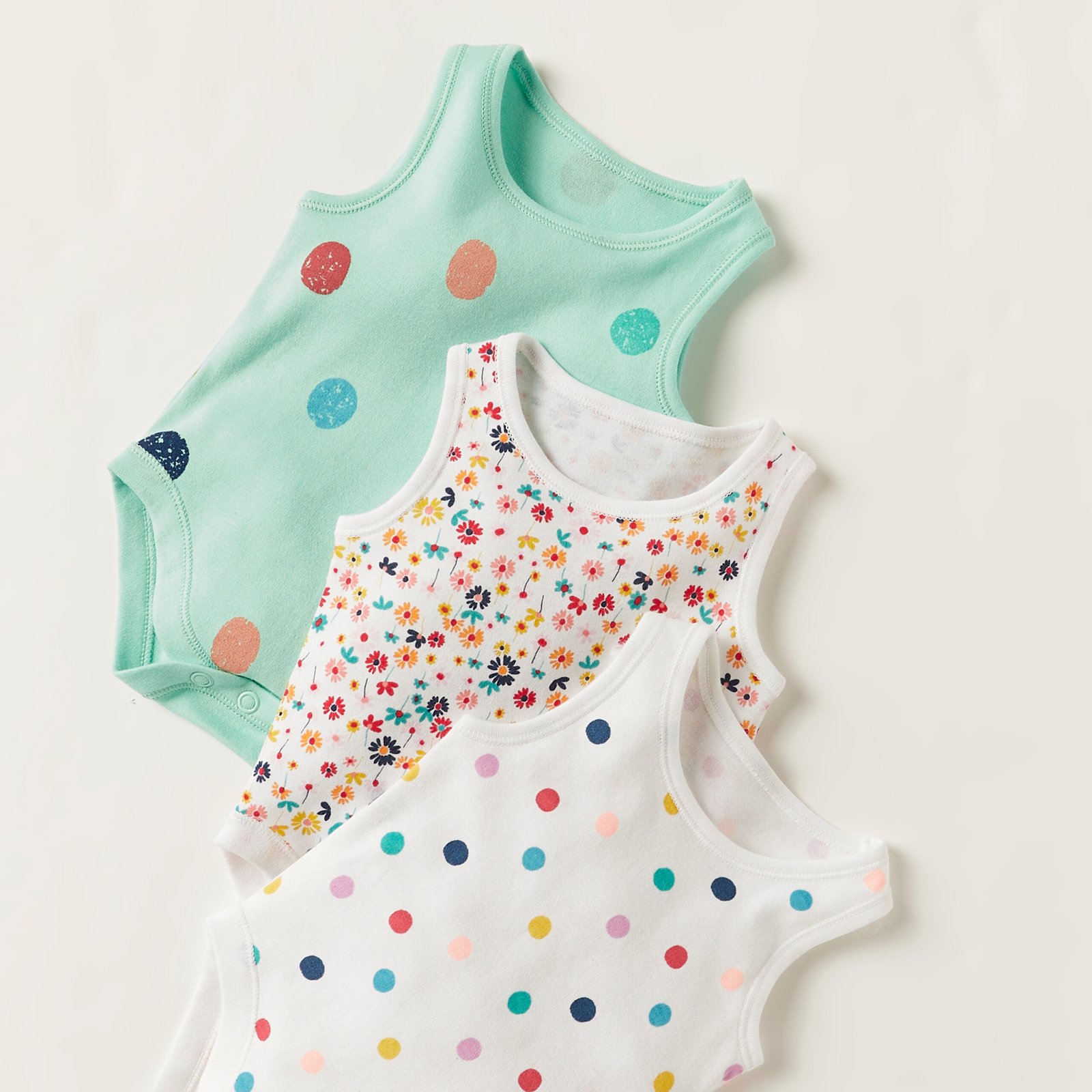 All-Over Printed Bodysuit with Round Neck | Set of 5 - Image 3