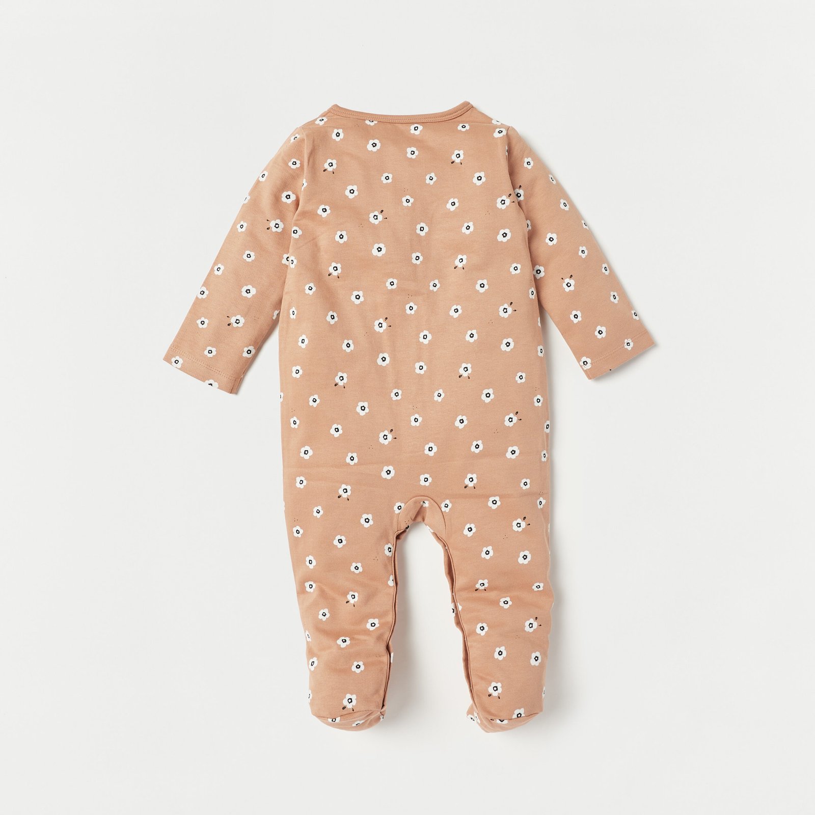 All-Over Floral Print Sleepsuit with Long Sleeves and Snap Button Closure - Image 4